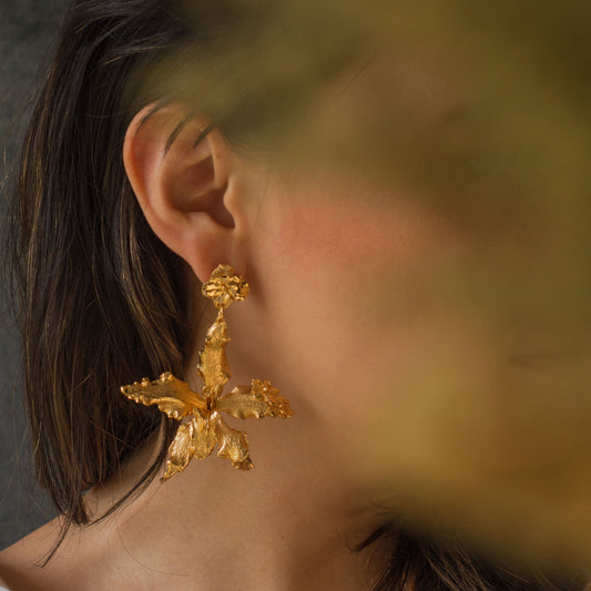 Aretes Orquídea Crispum & Hortensia