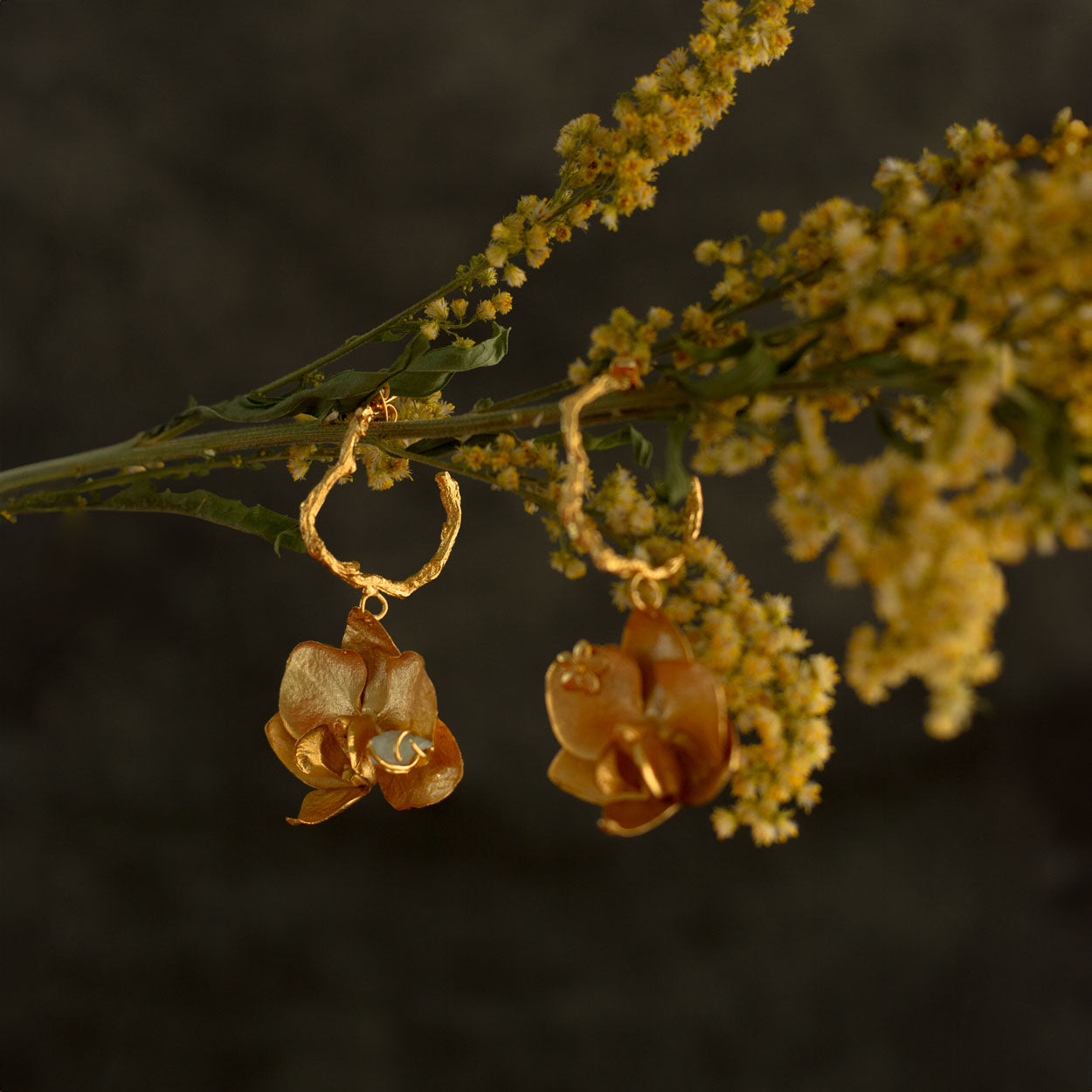 Aretes Candonga Orquidea Phalaenopsis Baby Esmeralda